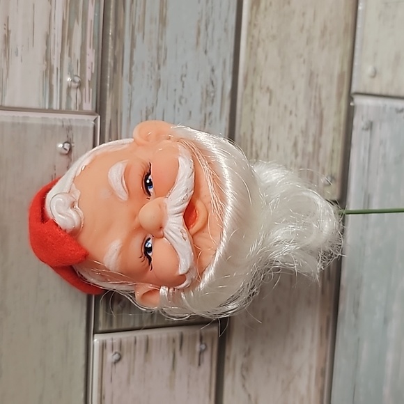 Vtg pair Santa Heads with Picks - Picture 2 of 4